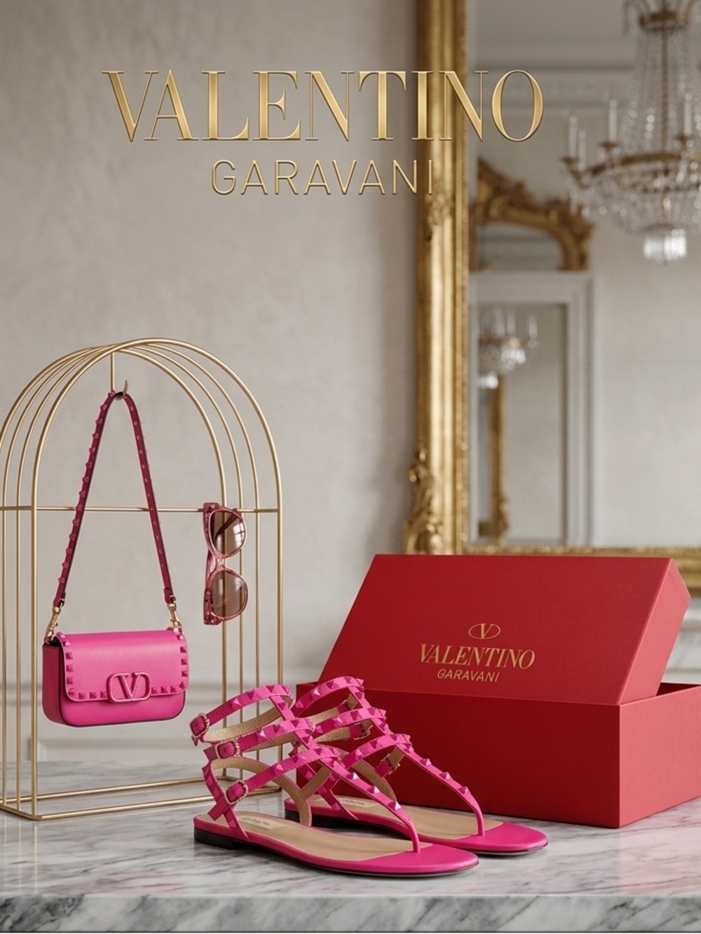 VALENTINO GARAVANI Pink Leather Sandals with Backstrap EU 39.5 - RARE